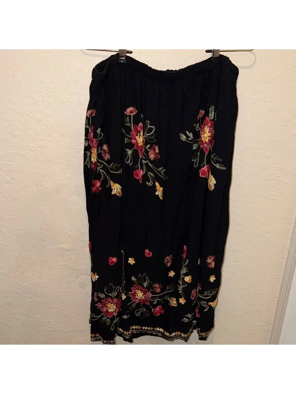 Vintage floral embroidered skirt cottagecore granny garden modest teacher - Picture 3 of 8